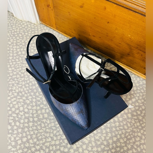 Oscar de la Renta Brand New $775 Snakeskin Gloria Pump Stiletto Heels Size EU 40 - Picture 8 of 10